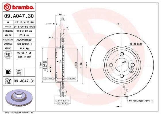 Tarcza hamulcowa BREMBO 09.a047.31