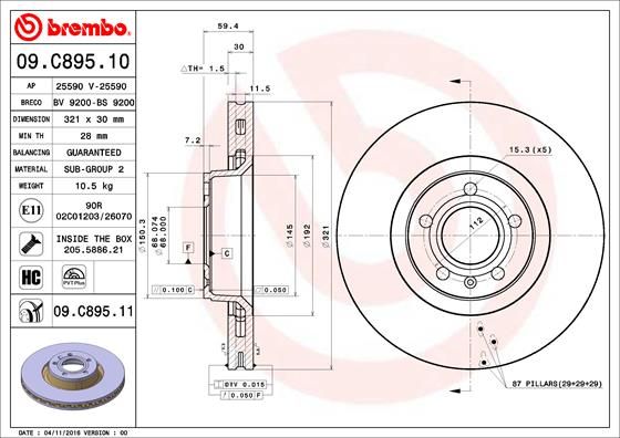 Tarcza hamulcowa BREMBO 09.c895.11