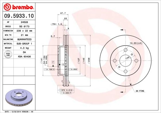 Tarcza hamulcowa BREMBO 09.5933.10