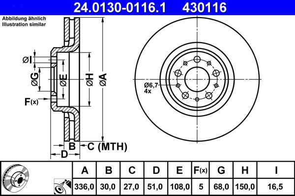 Tarcza hamulcowa ATE 24.0130-0116.1