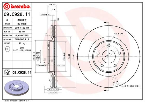 Tarcza hamulcowa BREMBO 09.C928.11