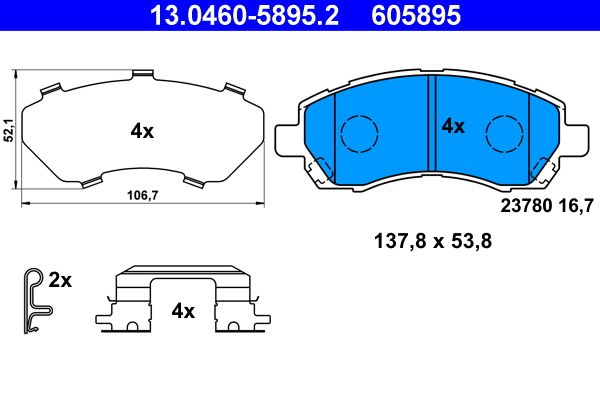 Zestaw klocków hamulcowych, hamulce tarczowe ATE 13.0460-5895.2