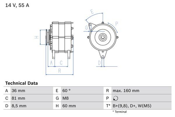Alternator BOSCH 0 986 036 020