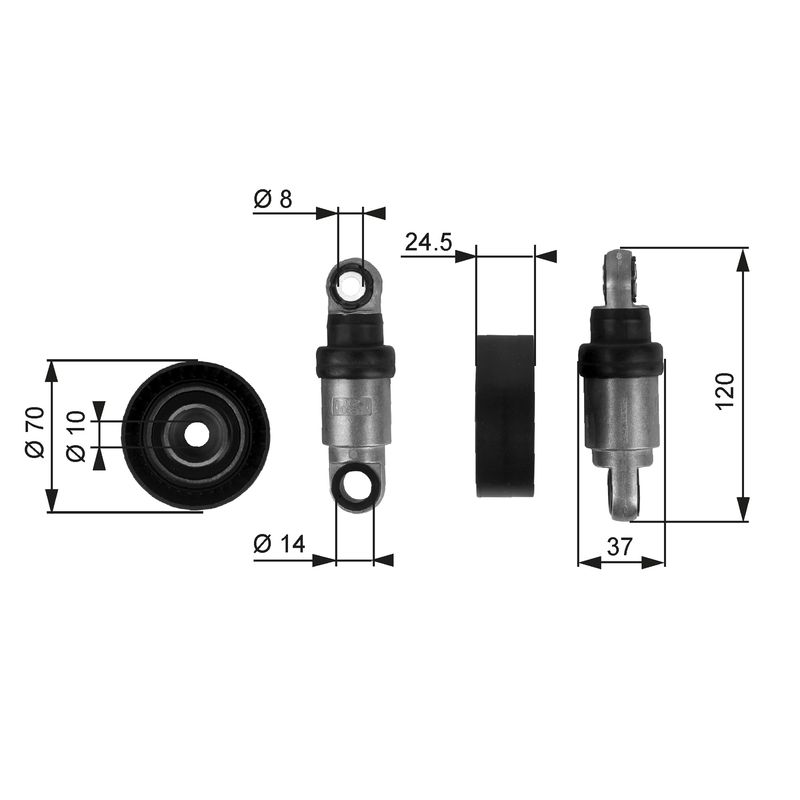 Rolka napinacza, pasek klinowy wielorowkowy GATES t38242
