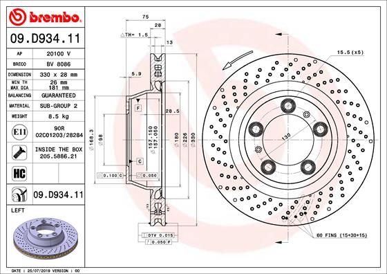 Tarcza hamulcowa BREMBO 09.D934.11