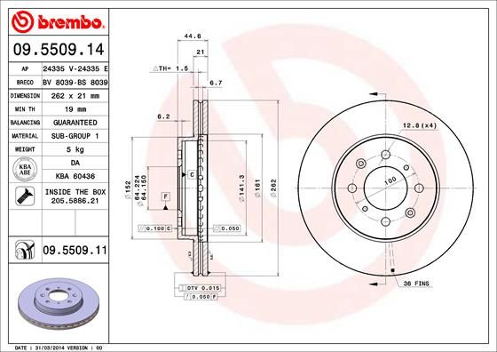 Tarcza hamulcowa BREMBO 09.5509.11