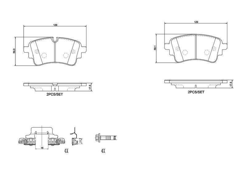 Zestaw klocków hamulcowych, hamulce tarczowe BREMBO P 85 186