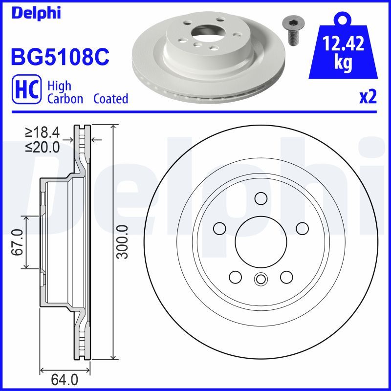 Tarcza hamulcowa DELPHI BG5108C