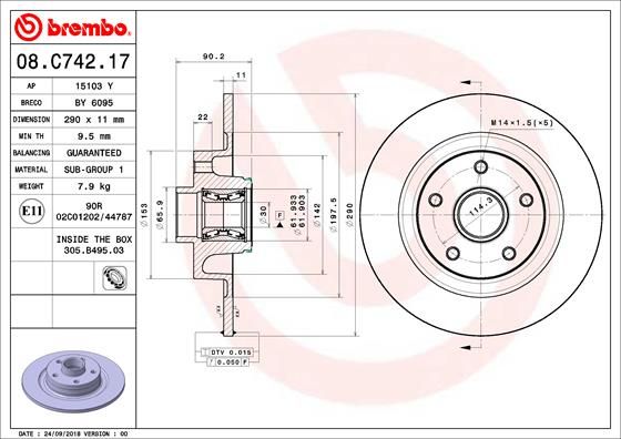 Tarcza hamulcowa BREMBO 08.C742.17