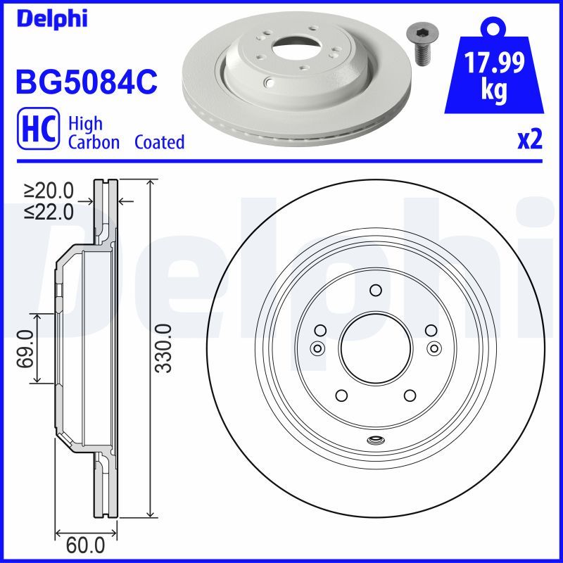 Tarcza hamulcowa DELPHI BG5084C