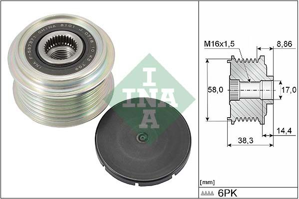 Alternator - sprzęgło jednokierunkowe INA 535029610