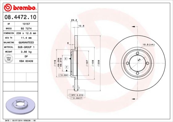 Tarcza hamulcowa BREMBO 08.4472.10