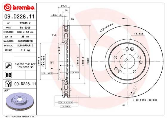 Tarcza hamulcowa BREMBO 09.D228.11