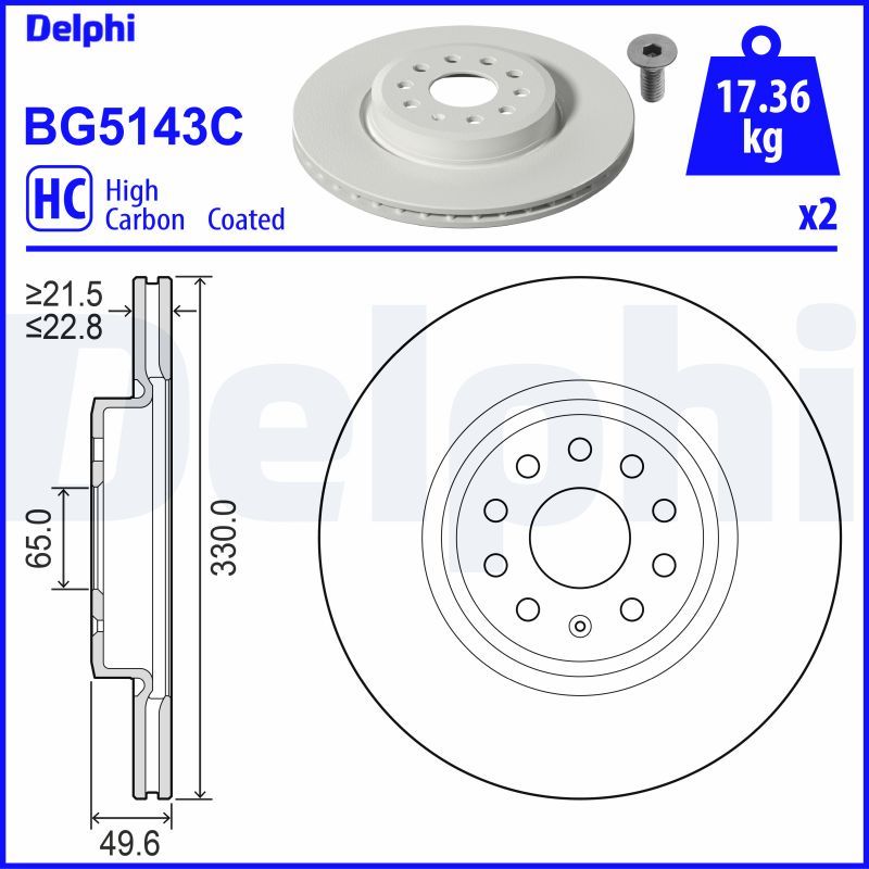 Tarcza hamulcowa DELPHI BG5143C