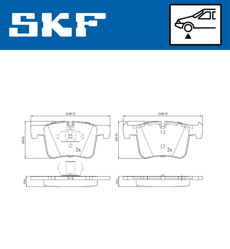 Zestaw klocków hamulcowych, hamulce tarczowe SKF VKBP80103