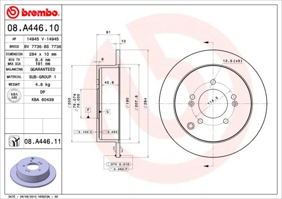 Tarcza hamulcowa BREMBO 08.A446.11