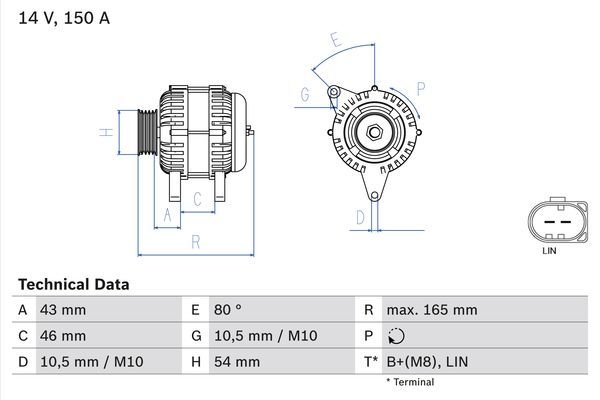 Alternator BOSCH 0 986 081 190