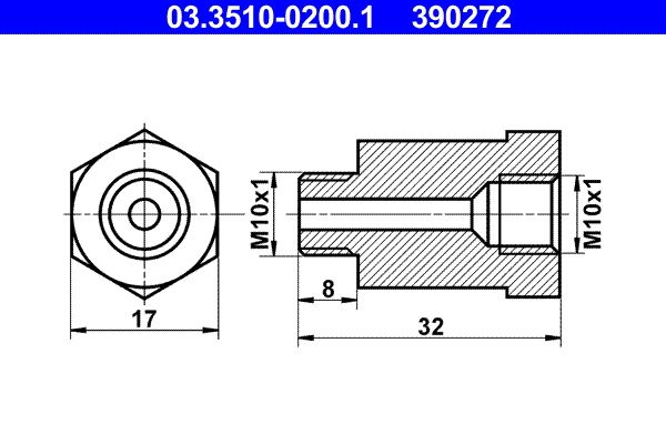 Adapter, przewód hamulcowy ATE 03.3510-0200.1