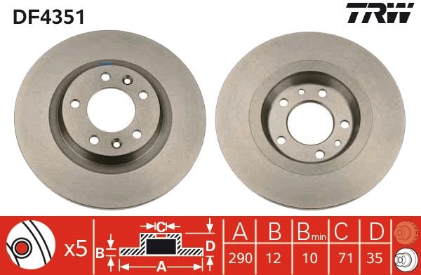 Tarcza hamulcowa TRW DF4351