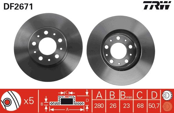 Tarcza hamulcowa TRW DF2671