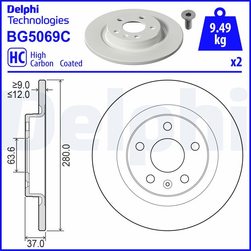 Tarcza hamulcowa DELPHI BG5069C