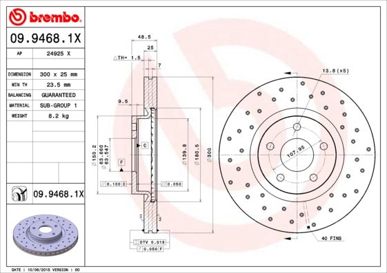 Tarcza hamulcowa BREMBO 09.9468.1X