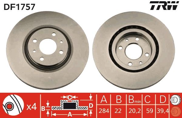 Tarcza hamulcowa TRW DF1757