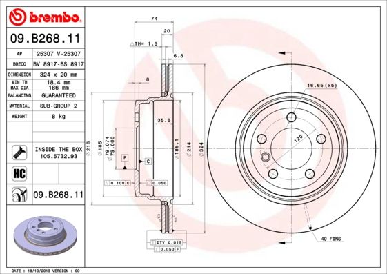 Tarcza hamulcowa BREMBO 09.b268.11