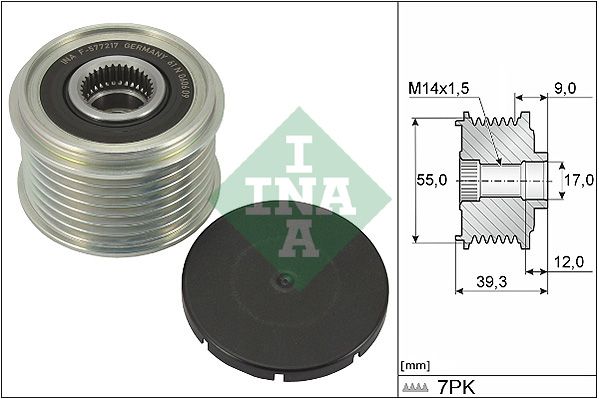Alternator - sprzęgło jednokierunkowe INA 535033010