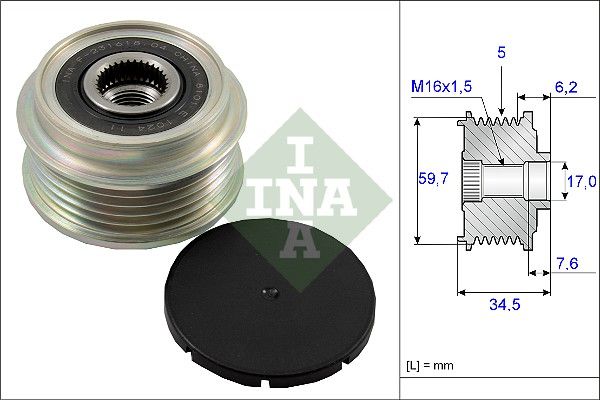 Alternator - sprzęgło jednokierunkowe INA 535003410