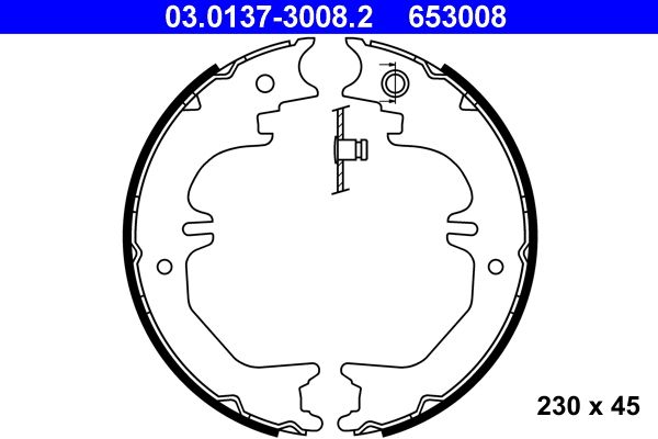 Zestaw szczęk hamulcowych, hamulec postojowy ATE 03.0137-3008.2