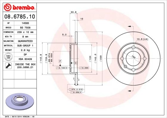 Tarcza hamulcowa BREMBO 08.6785.10