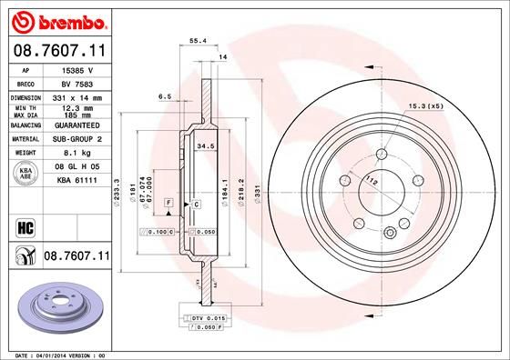 Tarcza hamulcowa BREMBO 08.7607.11