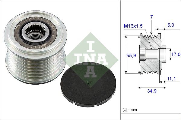 Alternator - sprzęgło jednokierunkowe INA 535 0083 10