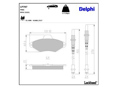Zestaw klocków hamulcowych, hamulce tarczowe DELPHI LP787