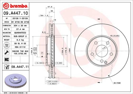 Tarcza hamulcowa BREMBO 09.A447.11