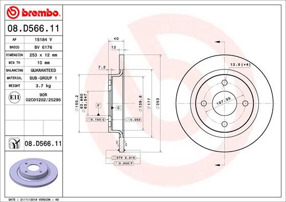 Tarcza hamulcowa BREMBO 08.D566.11
