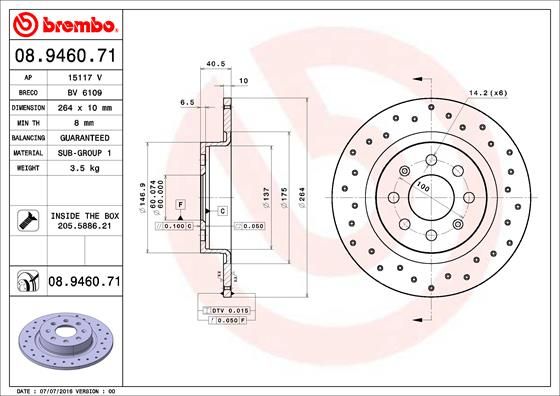 Tarcza hamulcowa BREMBO 08.9460.71