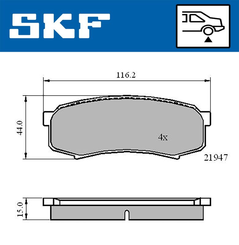 Zestaw klocków hamulcowych, hamulce tarczowe SKF VKBP90136