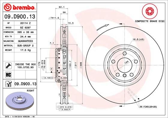 Tarcza hamulcowa BREMBO 09.D900.13