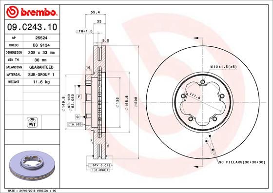 Tarcza hamulcowa BREMBO 09.C243.10