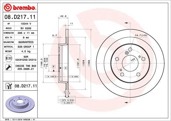 Tarcza hamulcowa BREMBO 08.D217.11