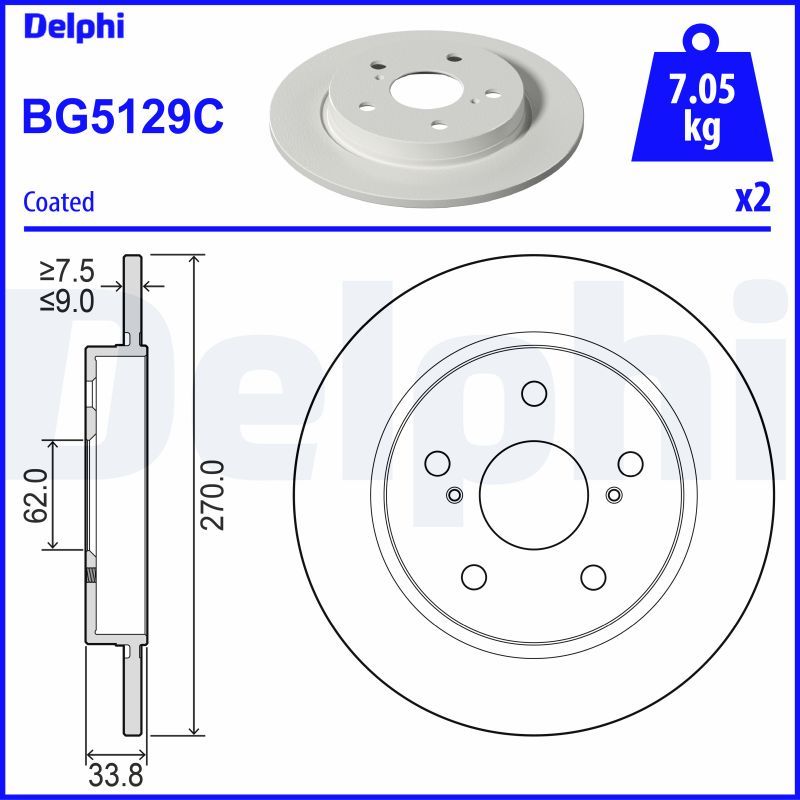 Tarcza hamulcowa DELPHI BG5129C