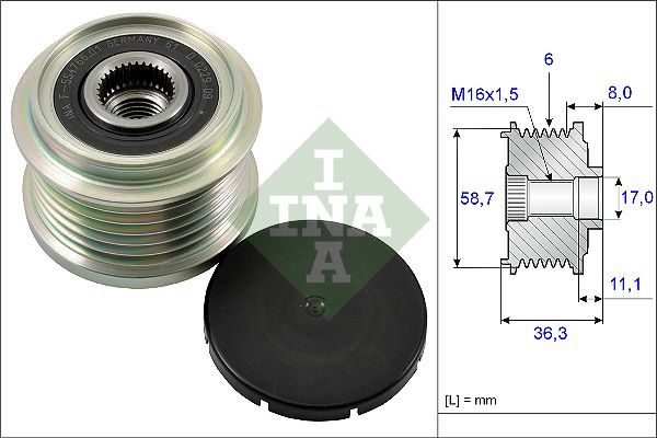Alternator - sprzęgło jednokierunkowe INA 535016010