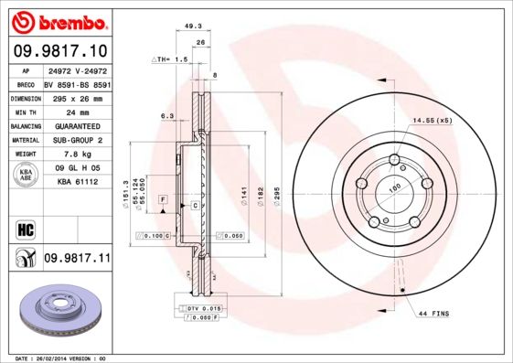 Tarcza hamulcowa BREMBO 09.9817.11