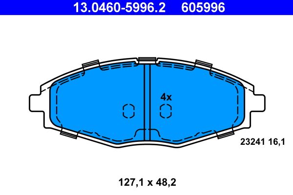 Zestaw klocków hamulcowych, hamulce tarczowe ATE 13.0460-5996.2