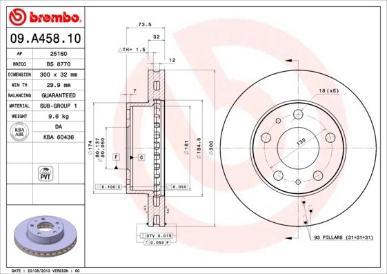 Tarcza hamulcowa BREMBO 09.A458.10