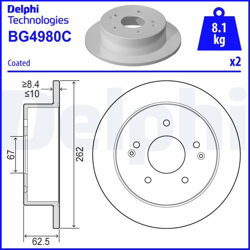 Tarcza hamulcowa DELPHI BG4980C