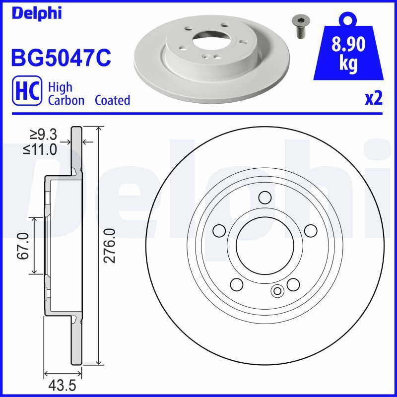 Tarcza hamulcowa DELPHI BG5047C