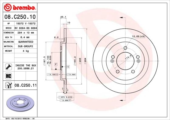 Tarcza hamulcowa BREMBO 08.C250.11